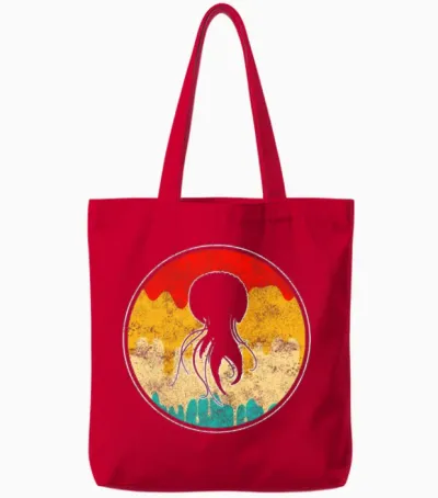 Jellyfish Retro Tote Bags - Red