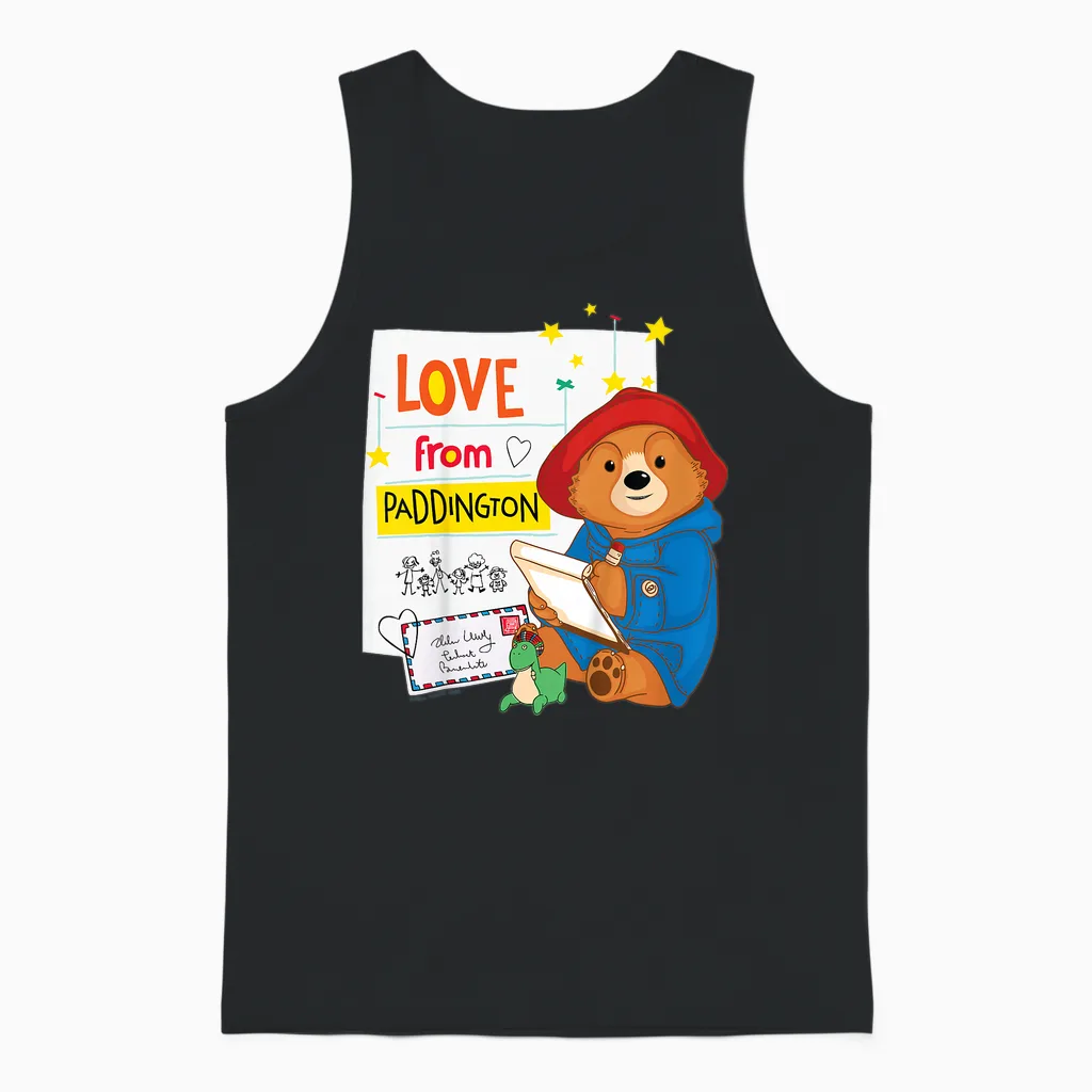 The Adventures of Paddington Bear Letters Unisex Tank Top in Black