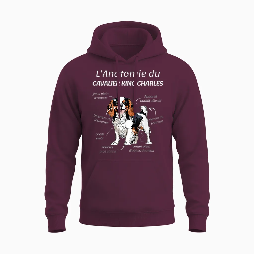 Cavalier King Charles Humour Women's Cavalier King Charles T-Shirt, Black, S Unisex Hoodie in Maroon