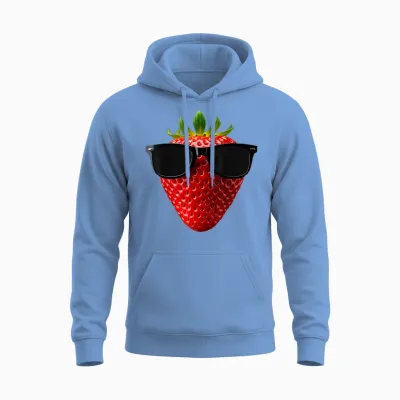 Coole Erdbeere Trägt Sonnenbrille Lustige Früchte Unisex Hoodie - Carolina Blue