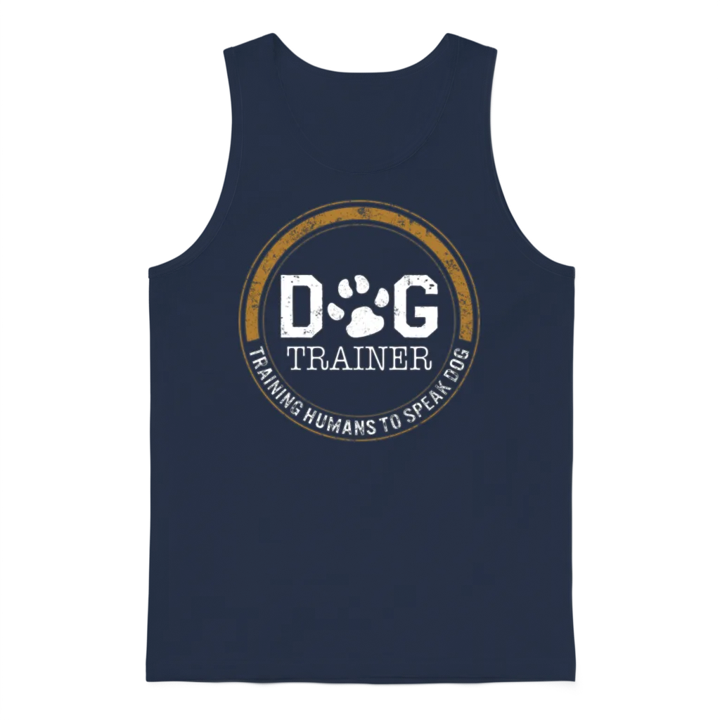 Service Dog Shirt, Dog Trainer Training Humans To Unisex Tank Top - Navy