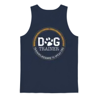 Service Dog Shirt, Dog Trainer Training Humans To Unisex Tank Top - Navy – 1