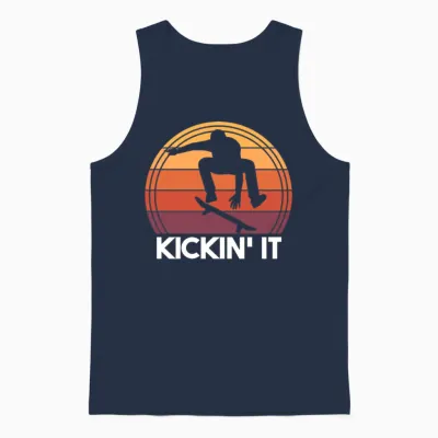 It Funny Retro Skateboarding Kickflip Unisex Tank Top - Navy