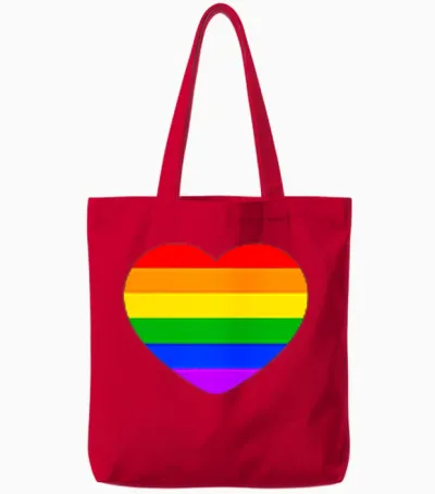 Dezente Regenbogen-Gestreifte Kleine Herz-Flagge Pride Month Lgbt Tote Bags - Red