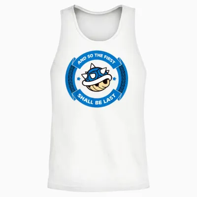 Nintendo Mario Kart Blue Shell Circle Text Unisex Tank Top - White