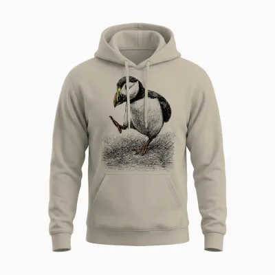 Puffin Vogel Vintage – Lustige Küste Meer Tierkunst Unisex Hoodie - Sand