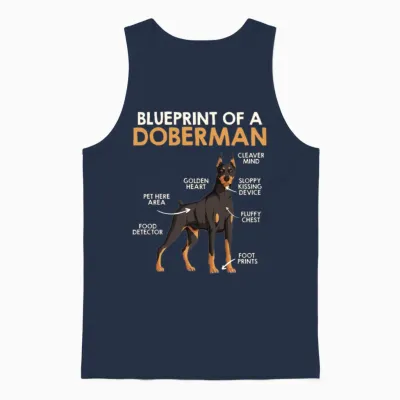 Doberman Owner Blueprint of a Doberman Funny Unisex Tank Top - Navy