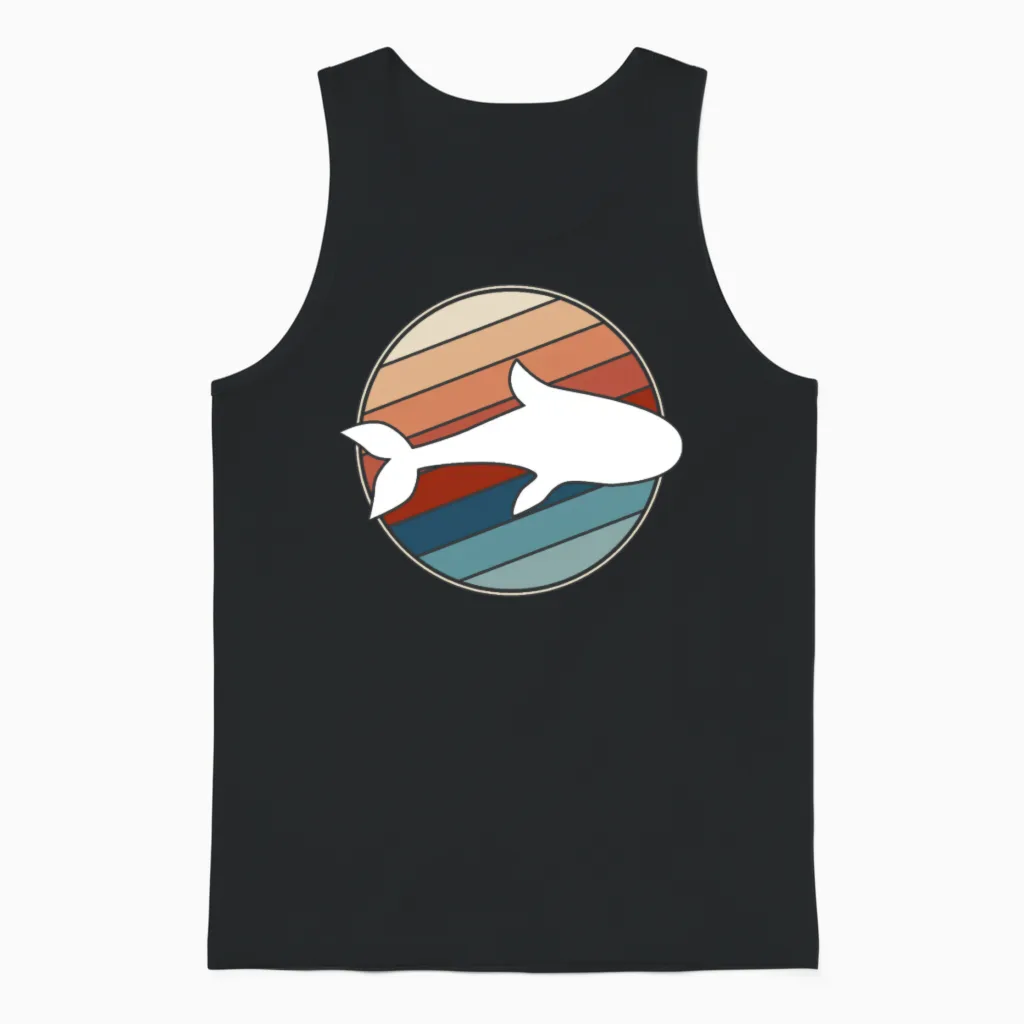Whale in Retro Style Unisex Tank Top - Black