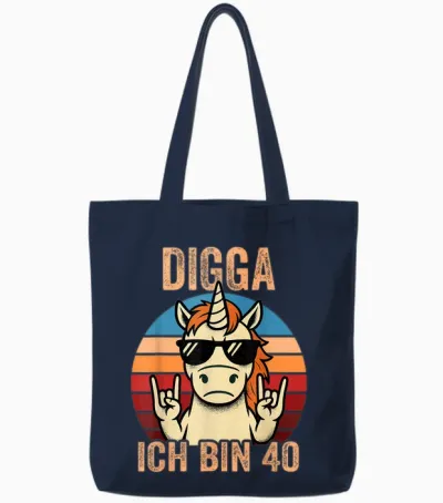 Digga Ich Bin 40 40th Birthday Man Tote Bags - Navy