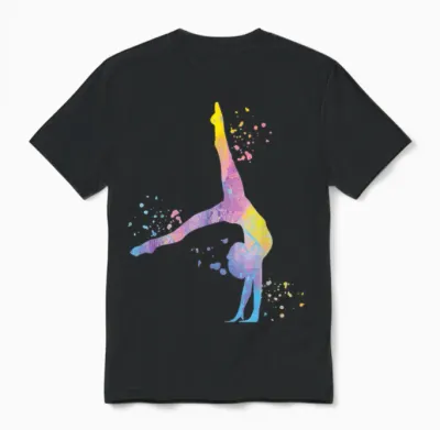 Gymnastic Gymnastics T-Shirt for Girls and Children, Black Unisex T-Shirt - Black