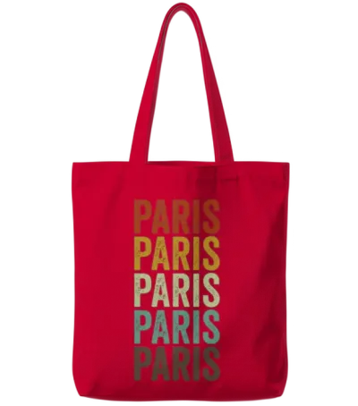 Paris France Retro Vintage Tote Bags - Red