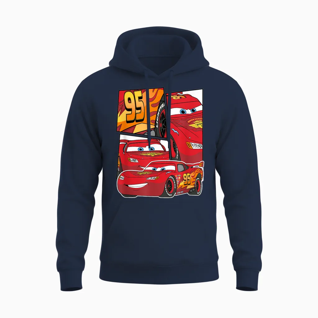 Pixar Cars Lightning Mcqueen Grid Unisex Hoodie in Navy