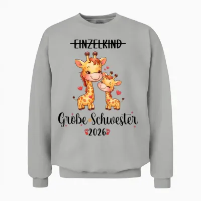 Children's Große Schwester 2026 Single Child Big Sister 2026 T-Shirt, Black, S Unisex Sweatshirt - Ash