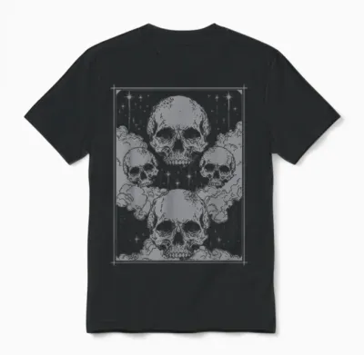 Gothic Schädel Hexe Okkult Magie Mystisch Mond Horror Dunkel Unisex T-Shirt - Black