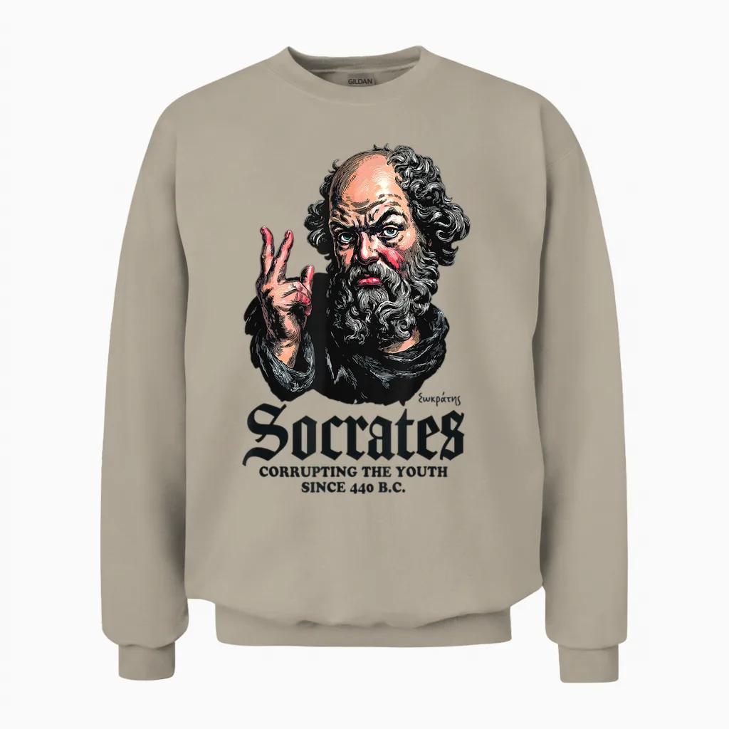 Socrate Corrompt La Jeunesse Antique Philosophie Unisex Sweatshirt in Sand