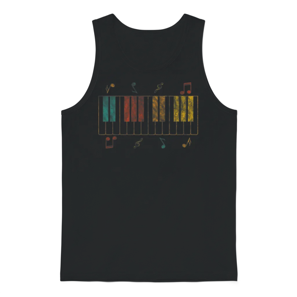 Classic Retro Piano & Keys Unisex Tank Top - Black