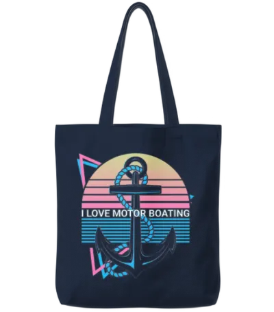 Boating Retro Tote Bags - Navy