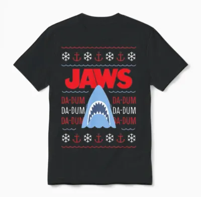 Jaws Distressed Da-Dum Da-Dum Unisex T-Shirt - Black