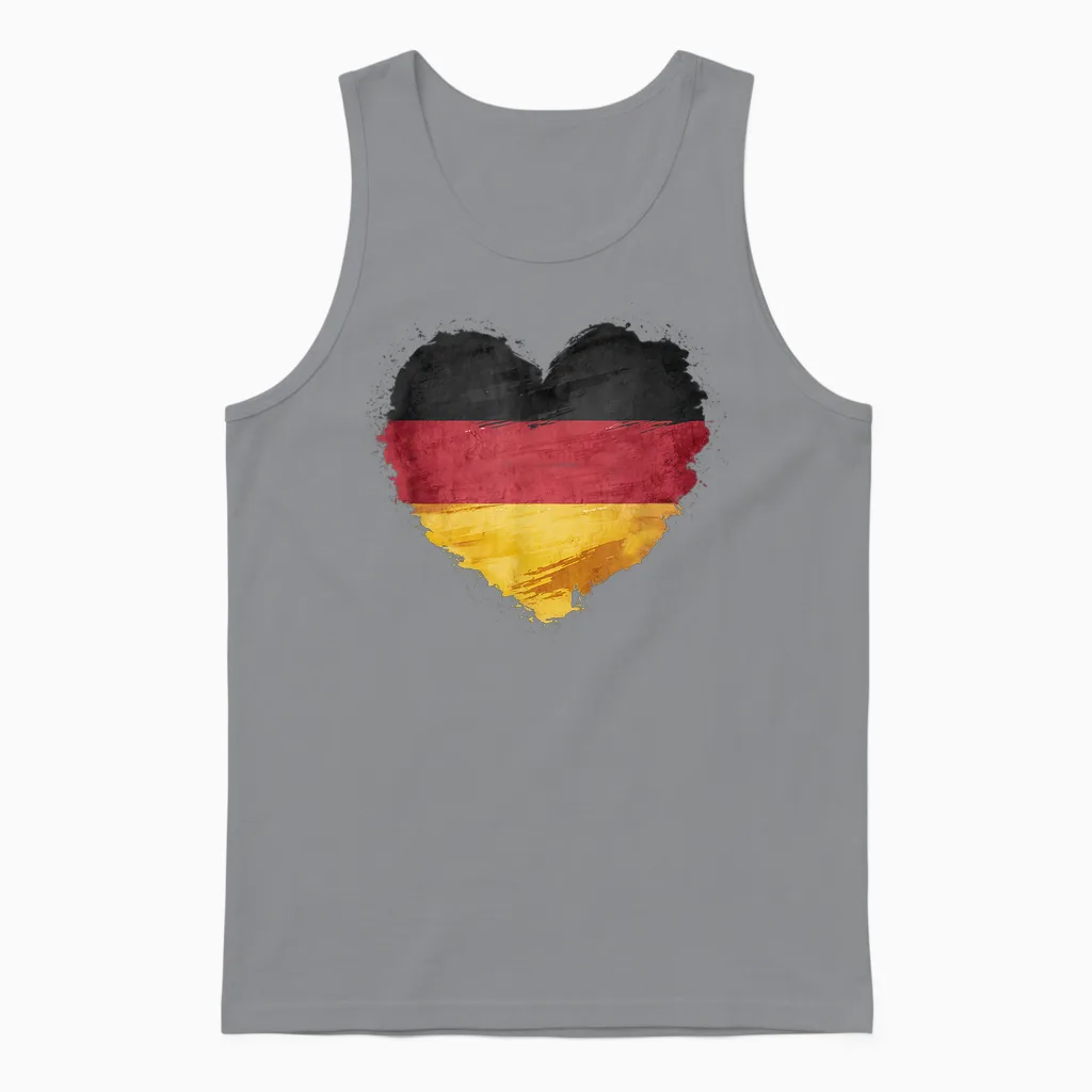 Deutsch Banner Fan Deutschland Flagge Herzform Kunst Unisex Tank Top in Sport Grey