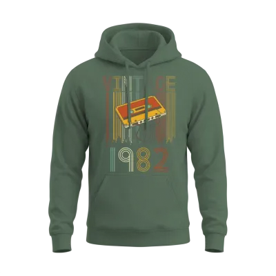Vintage 1982 Retro Unisex Hoodie - Military Green