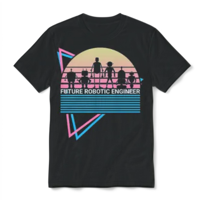 Robots Robotics Retro Unisex T-Shirt - Black