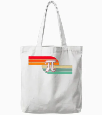 Retro Pi Symbol Tote Bags - White