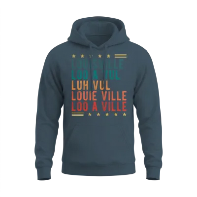 Retro Style Louisville Kentucky Skyline Unisex Hoodie - Dark Heather
