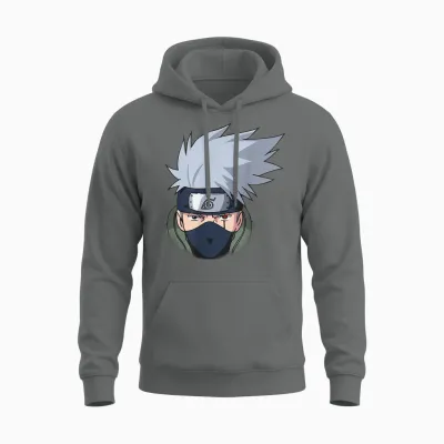 Naruto Shippuden Kakashi Oversized Portrait Anime Unisex Hoodie - Graphite Heather
