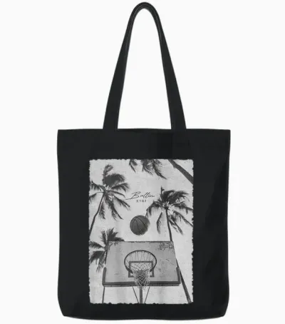 Basketball Hip Hop Urban Edgy Y2k Backprint Streetwear Tote Bags - Black
