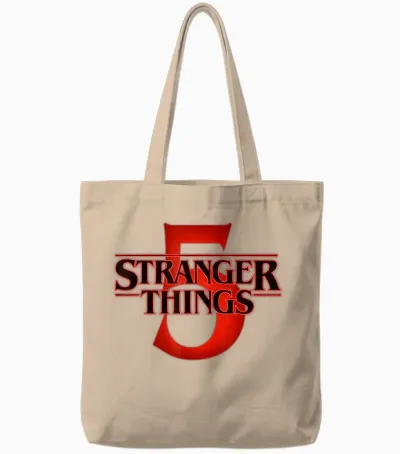 Stranger Things Season 5 Black & Red Logo Tote Bags - Natural