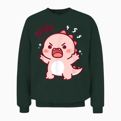 Niedlicher Dinosaurier Brüllender Kawaii Dino Rawr Lustige Mädchen Kinder Unisex Sweatshirt - Forest