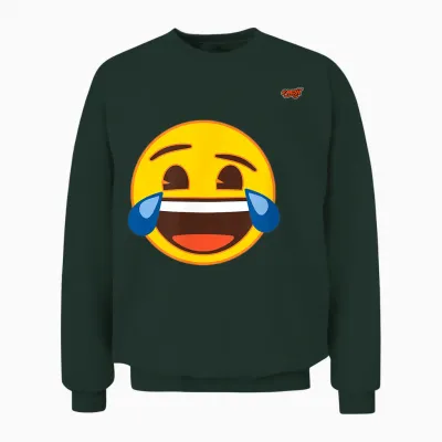 Emoticon Laughing Laughing Yellow Smile Face Cat Icon T-Shirt, Black, S Unisex Sweatshirt - Forest
