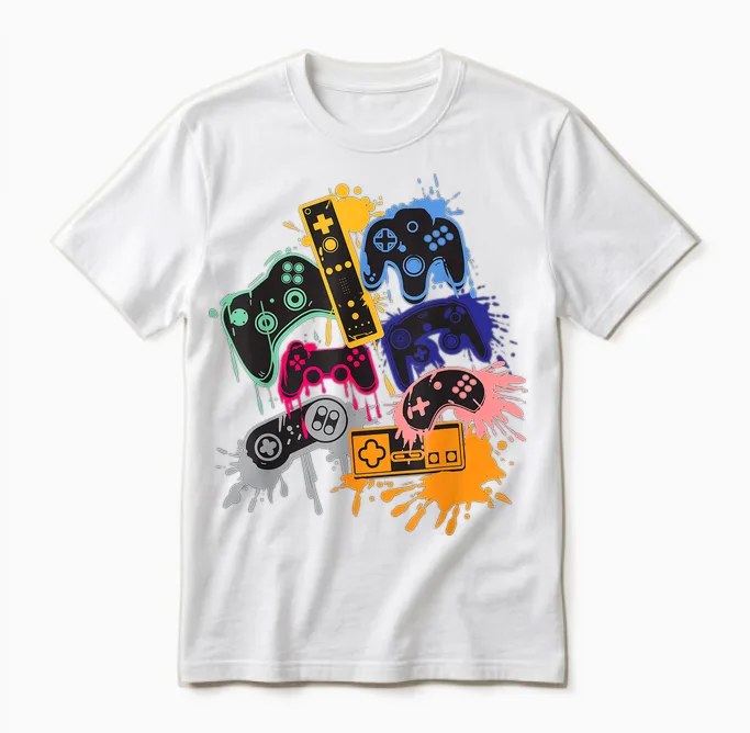 Control All the Things Video Game Controller Tee - Men's Black Short Sleeve Classic Fit T-Shirt - Small Unisex T-Shirt in White