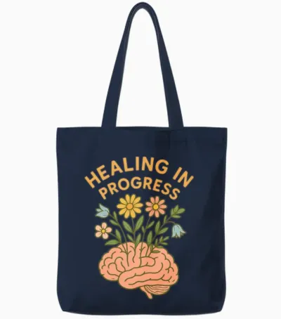 Healing in Progress - Mental Health Awareness Tote Bags - Navy