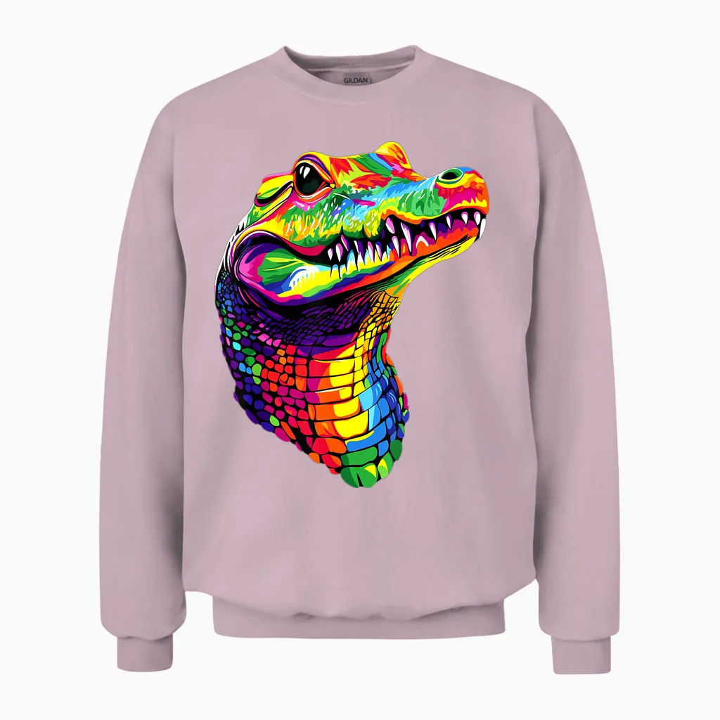 Crocodile Alligator Reptiles Alligators Crocodiles Unisex Sweatshirt in Light Pink