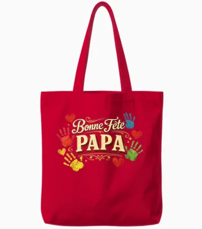 Bonne Fête Papa Idée Cadeau Original Fete Des Pères Enfants Tote Bags - Red