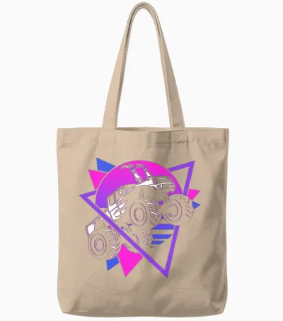 Monster Truck Retro Tote Bags - Natural