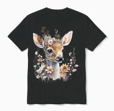 Reh, Hirsch, Reh Kostüm Damen, Reh Kostüm Mädchen, Trachten Unisex T-Shirt - Black