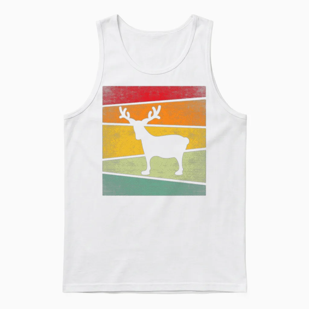 Moose Retro Unisex Tank Top in White