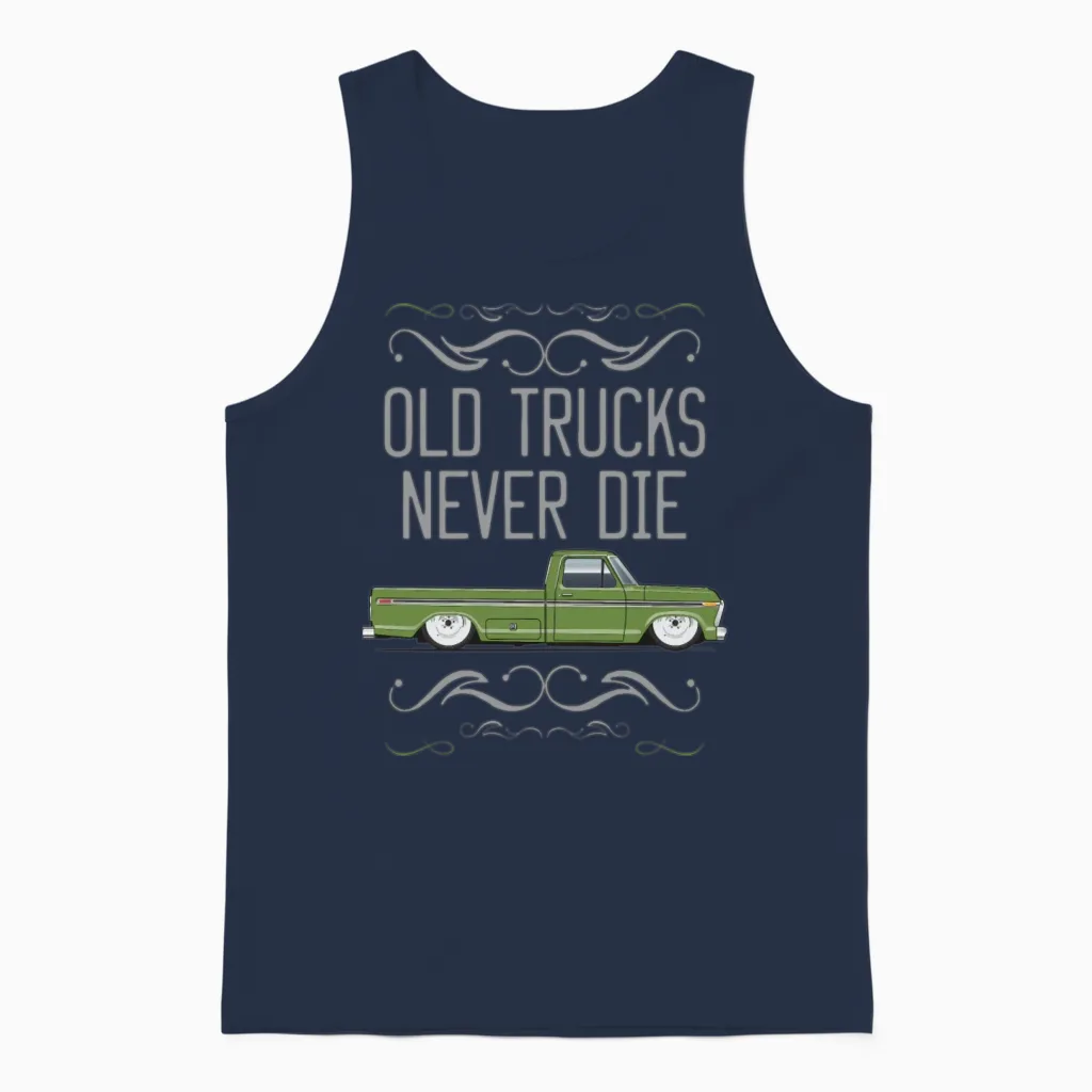 Old Trucks Limestone Green Unisex Tank Top in Navy