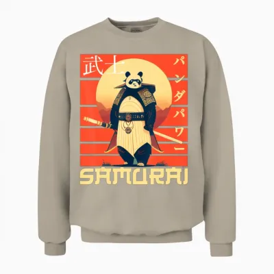 Retro Samurai Panda Unisex Sweatshirt - Sand