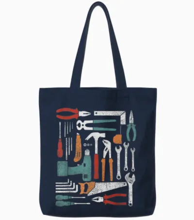 Handwerker Werkzeug Set Mechaniker Heimwerker Schrauber Tote Bags - Navy