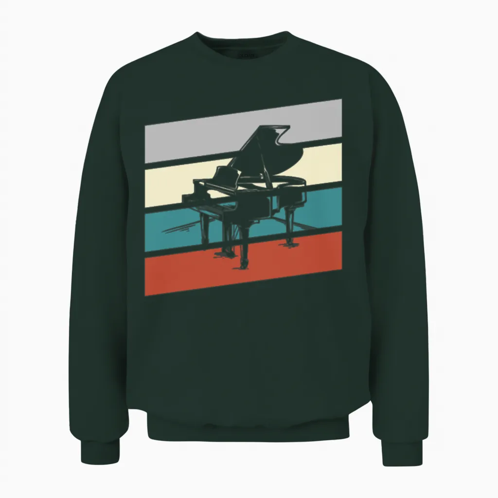 Piano Retro & Keys Unisex Sweatshirt in Forest