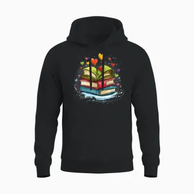 Bunte Bücher Damen Liebe Bücher Aquarell Booklover Unisex Hoodie - Black