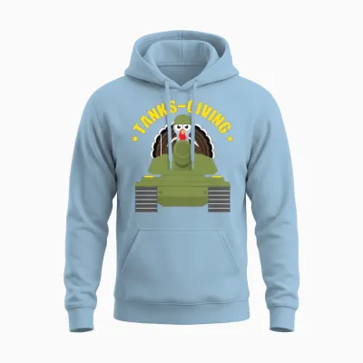 Tanks Giving Thanksgiving Turkey Tank Military Unisex Hoodie - Light Blue