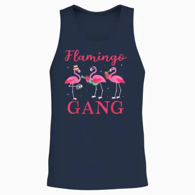 Flamingo Gang Funny Flamingo Holiday and Jga Unisex Tank Top - Navy