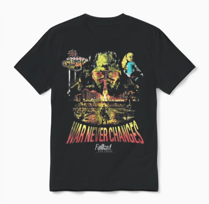 Fallout Video Game New Vegas War Never Changes Collage Unisex T-Shirt in Black