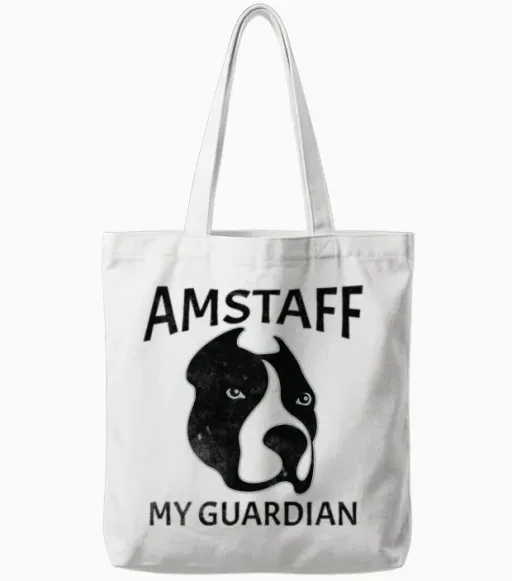 Amstaff.american Staffordshire Terrier Dog Art Tote Bags in White