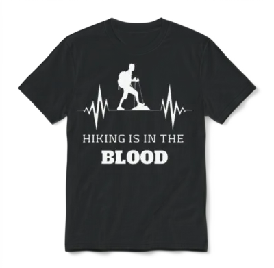 Hiking Is on the Blood - Keep Calm and Hike On Unisex T-Shirt - Black