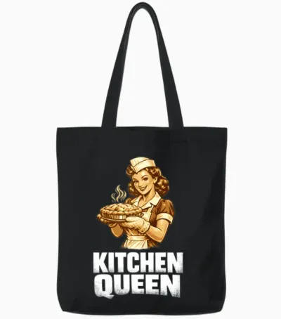 Retro Kitchen Queen Tote Bags - Black